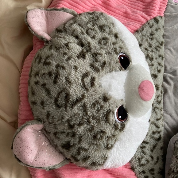 Hugfun Slumber Bag Leopard Kitty Cat Sleeping Bag Child Kids Pink Gray - Picture 8 of 16